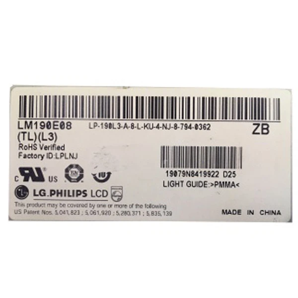 새로운 LM19 0 e 08- TLL3 LCD 패널 디스플레이 19.0 인치 LCD 화면 모듈